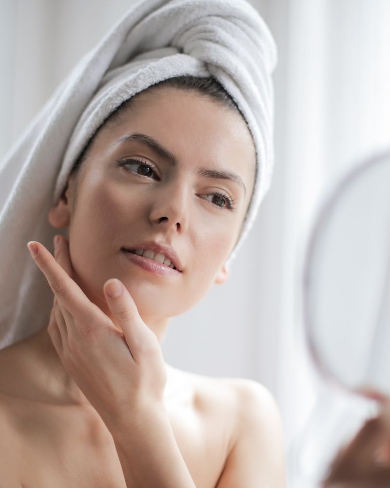 Close-up of clear, healthy skin texture after professional treatment